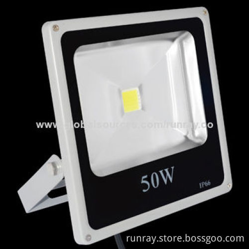 Slim Floodlight with 50W Power, Chili 45 x 45-mil, 85-265V AC or 12V DC, 80lm/W Lumen Efficiency
